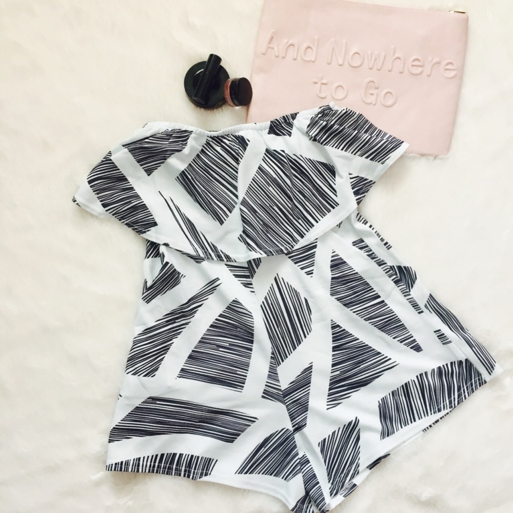 Zebra Print Strapless Romper